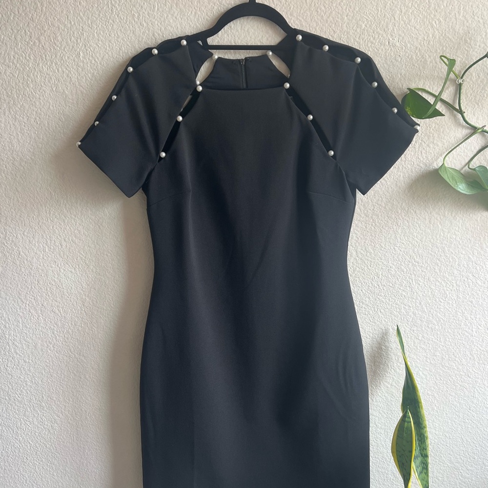 Storia Black Embellished Sheath Mini Dress